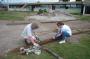 Twila & Dana working hard at church site